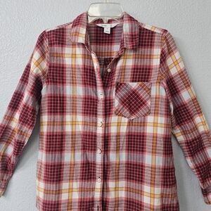 Old Navy Red, White & Yellow Plaid Button-Front Shirt